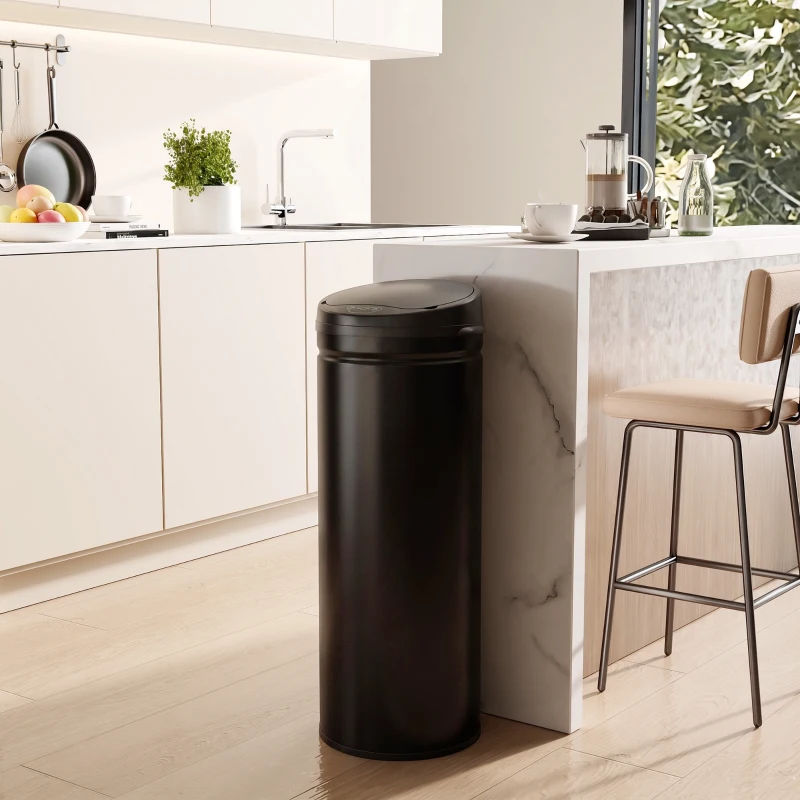 HOMCOM 50 Liter Sensor-vuilnisemmer met Soft-Close functie, contactloze roestvrijstalen vuilnisemmer voor hygiënische keukens(m-9)