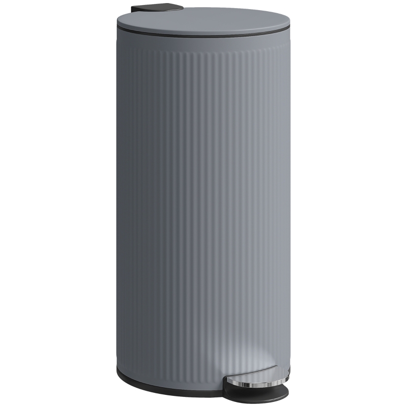 HOMCOM Prullenbak 30 L Tretemmer met softclose-deksel en pedaal, binnenemmer metaal, Zwart, 36 x 30 x 60,5 cm(m-11)