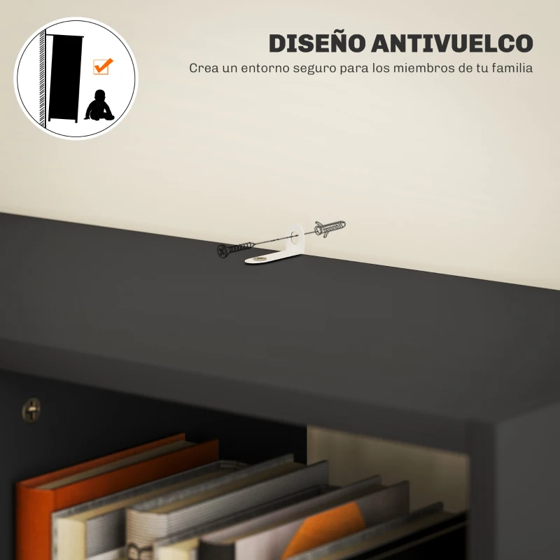 HOMCOM Estantería para Libros con 1 Cajón y 9 Compartimentos Mueble Librería para Salón Oficina Estudio 60x26x158cm Negro