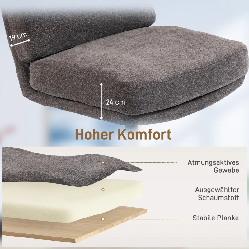 HOMCOM Fauteuil met hocker Draaibare loungestoel in linnenlook voor woonkamer Donkergrijs