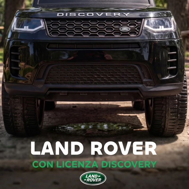 AIYAPLAY Macchina Cavalcabile Licenza Land Rover con Maniglia e Barriera, in PP e Acciaio, 84x40x94.5 cm, Nero