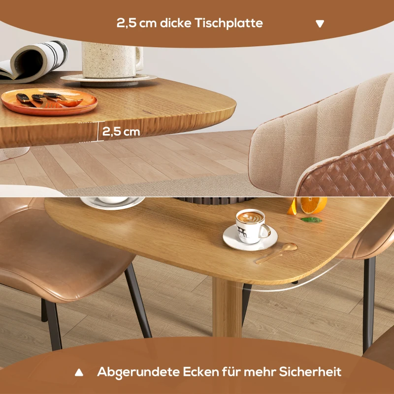 HOMCOM Eettafel, 70 x 70 cm keukentafel voor 4 personen van rubberhout voor keuken, eetkamer, naturel