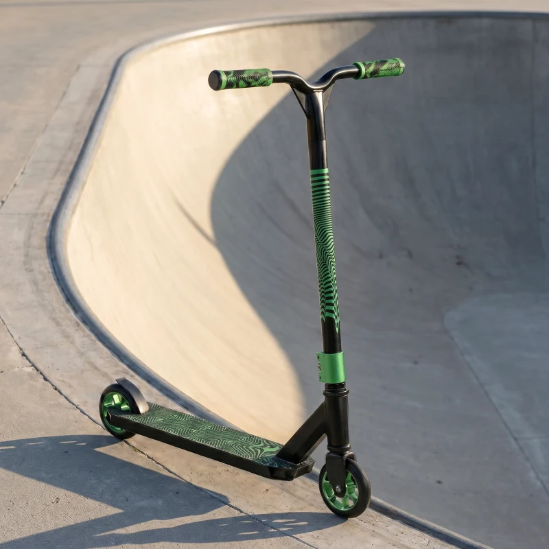 SPORTNOW Scooter Acrobático para Trucos Patinete Freestyle con Rodamientos ABEC-9 Ruedas 120 mm Giro 360° para Skatepark Verde
