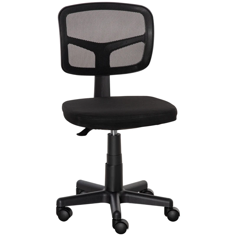 Vinsetto Bureaustoel Ergonomische Bureaustoel, Verstelbare Draaistoel, Ruimtebesparend Zwart