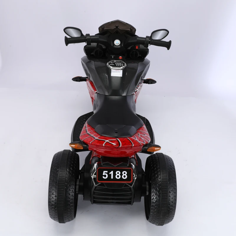 Moto elettrica per bambini 3‑ruote, con musica Bluetooth, avviamento a chiave e vano portaoggetti, 115x59x73 cm, Rosso