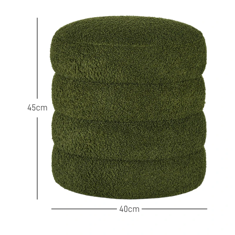 HOMCOM Kruk, rond, Teddyfleece, tot 120kg, Φ40x45H cm, Groen