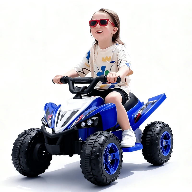 Quad elettrico per bambini 12V, due velocità (alta/bassa) e avanti/indietro, 85x55x55,3 cm, Blu