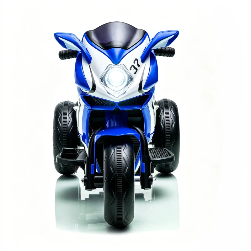 Moto elettrica per bambini, ruote luminose, marcia avanti/indietro e indicatore batteria in tempo reale, 78,1x40,6x51,5 cm, Blu
