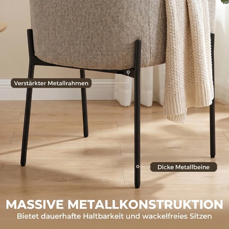 HOMCOM Sessel Wohnzimmer Loungesessel mit Chenille-Optik, Armlehnen, Metallbeinen für Schlafzimmer, Hellbraun