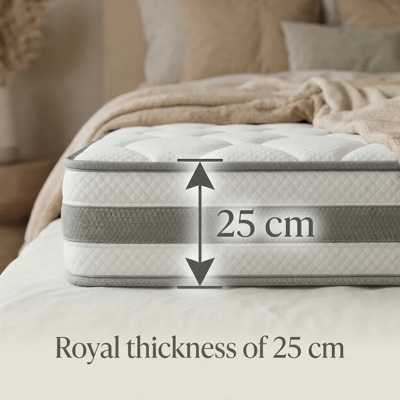 Matelas 140 x 190 cm, mousse de confort, ergonomique, compressé, emballé sous vide, 140 x 190 x env 25 cm, 190x140x25 cm, Blanc