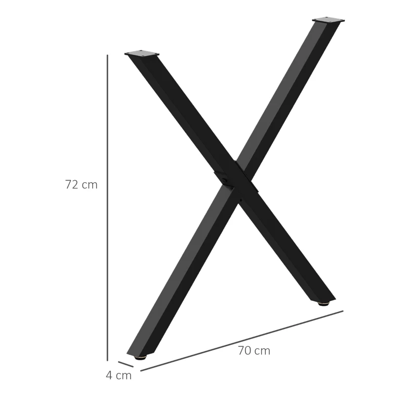 HOMCOM Lot de 2 pieds de table en forme en croix 70 x 72 cm design industriel pour table basse table de chevet noir