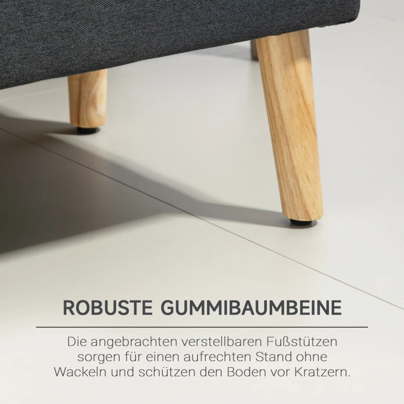 HOMCOM Gestoffeerde Bank met Opbergruimte, Bedbank in Linnenlook, Rubberhout, 110 x 39 x 45 cm, Donkergrijs