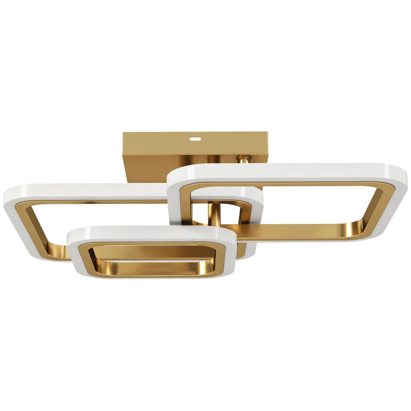 HOMCOM LED-plafondlamp 40W 4300LM 3500K/4500K/6000K plafondlamp 3-hoekige woonkamerlamp, 48 x 46 x 13 cm, goud