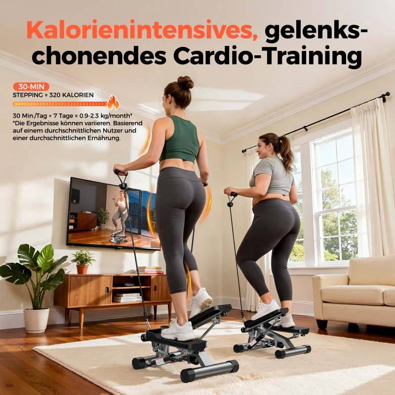 Stepper per casa, lunghezza del passo regolabile, pedali ammortizzati, 32,5x28,5x8 cm, Nero