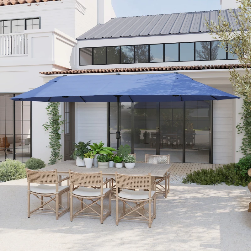 Outsunny dubbele parasol tuinparasol marktparasol met handslinger 460 x 270 cm