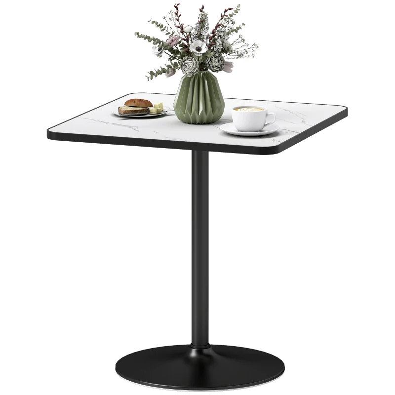 HOMCOM Eettafel, 70 x 70 cm vierkante keukentafel voor 4 personen met marmerlook voor keuken wit