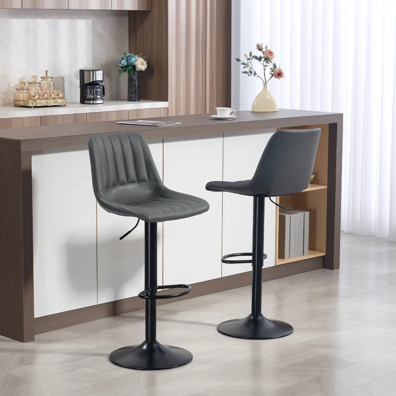 HOMCOM Set van 2 barkrukken in retrodesign, met voetensteun, in hoogte verstelbaar, 43 cm x49,5 cm x 111 cm(m-2)