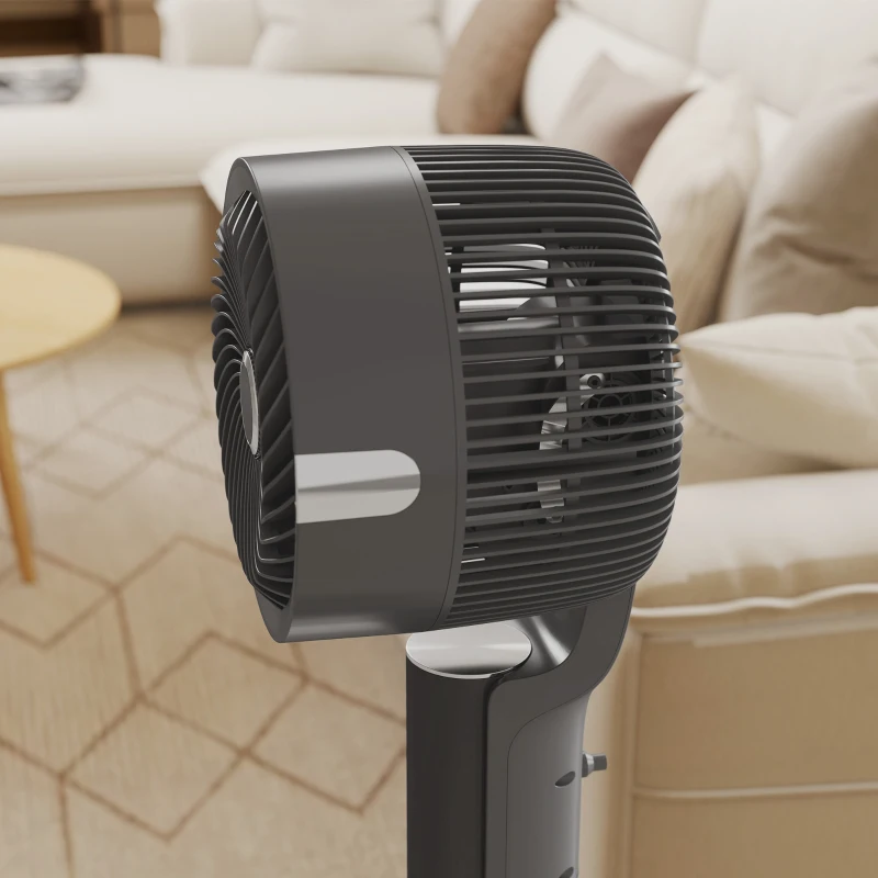 HOMCOM Staande ventilator luchtcirculator ventilator met 8 snelheidsstanden LED-display afstandsbediening timer 90° oscillatie Grijs