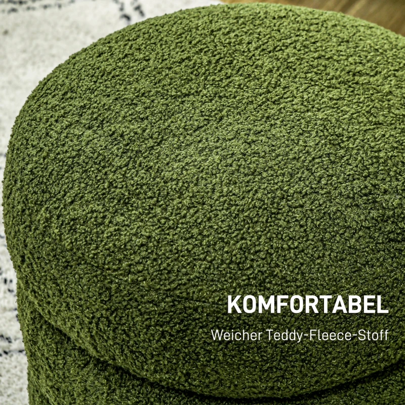 HOMCOM Kruk, rond, Teddyfleece, tot 120kg, Φ40x45H cm, Groen