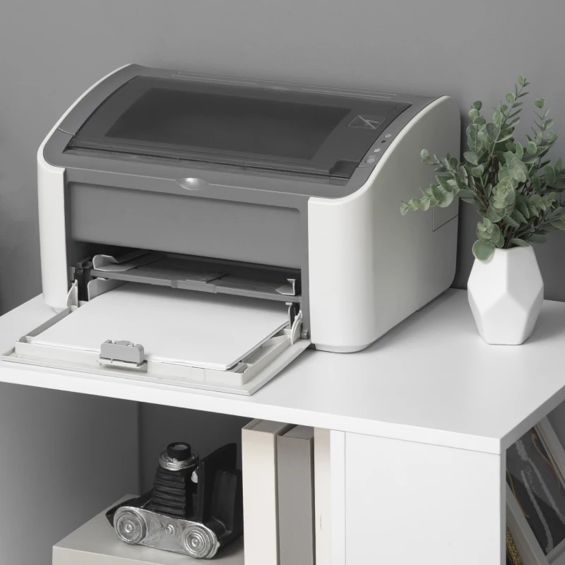 Vinsetto Armário para Impressora Móvel Auxiliar de Escritório com Rodas e Prateleiras Abertas Carga Máxima 30kg 60x40x75,8cm Branco
