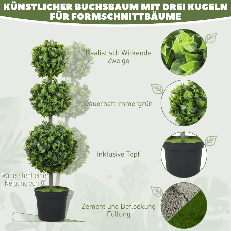 HOMCOM Kunstplanten in pot, kunststof bladeren, beflockte aarde, groen