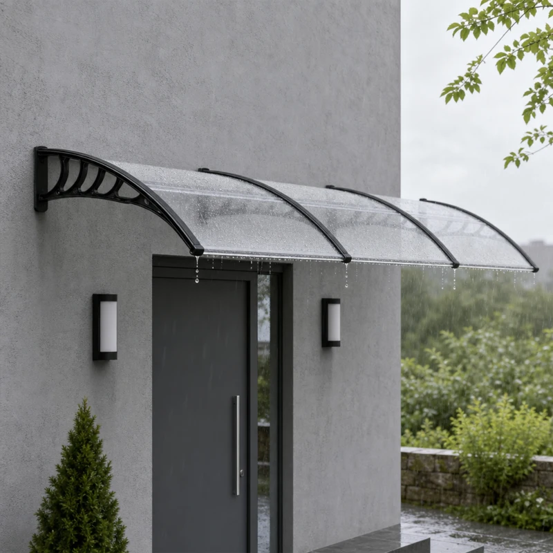 Outsunny Copertină Policarbonat pentru Ușă și Fereastră, Copertină de Exterior cu Structură din Aluminiu, Protecție UV și Ploaie, Design Modern