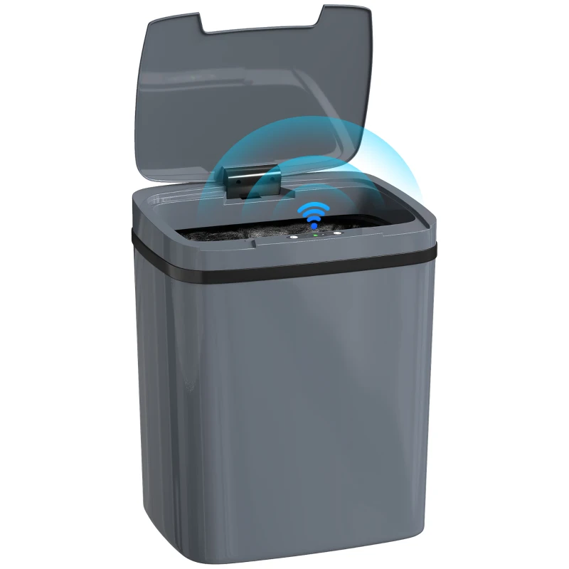 HOMCOM Sensor Prullenbak 15L Automatische prullenbak met twee openingsmodi, voor kantoor, keukens, 27,6 x 21,4 x 33,5 cm, grijs(m-10)