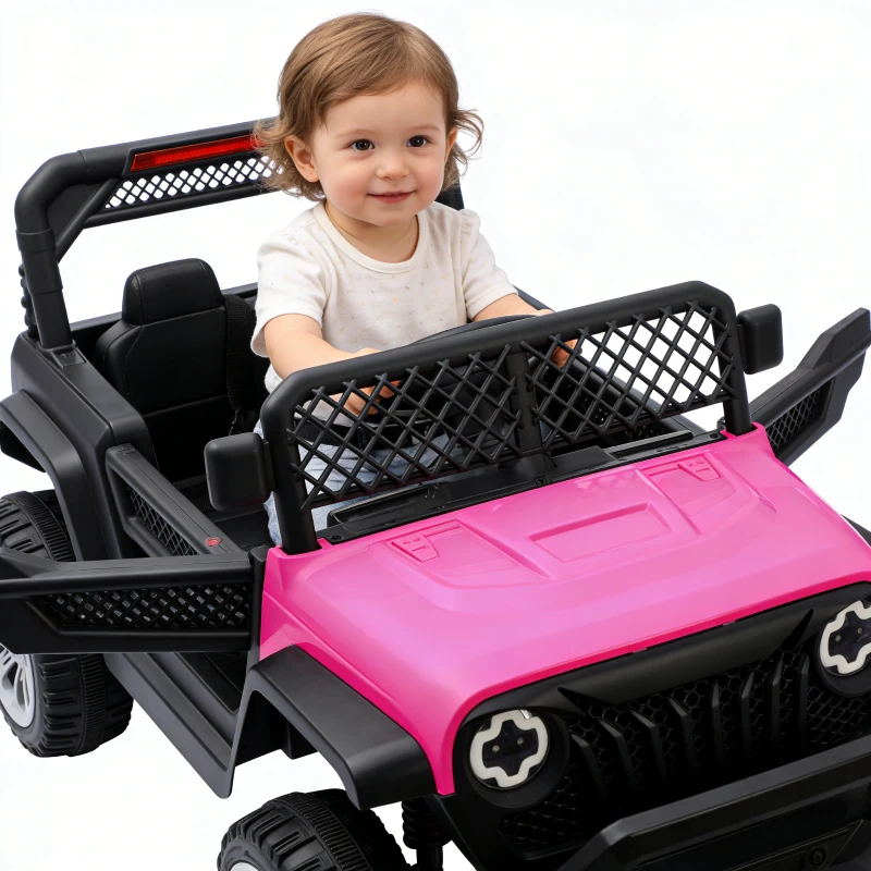 12V Auto elettrica per bambini, telecomando parentale e modalità di guida manuale, 96x59,2x58 cm, Rosa