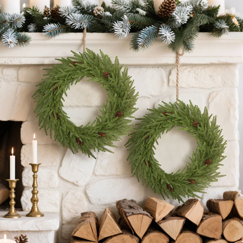 HOMCOM Kerstkrans met dennenappels Ø60 cm – kunstkrans, groen