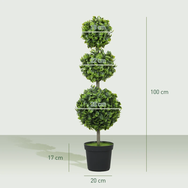 HOMCOM Kunstplanten in pot, kunststof bladeren, beflockte aarde, groen