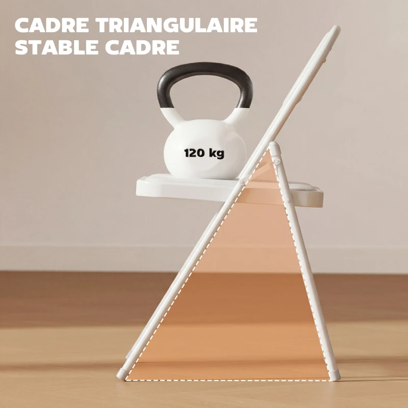 HOMCOM Lot de 6 chaises pliantes chaises de salle à manger portables cadre en acier 45 x 46 x 78 cm blanc