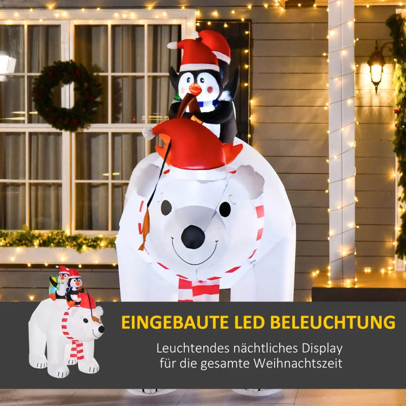 Outsunny Opblaasbare pinguïns op ijsbeer, decoratie