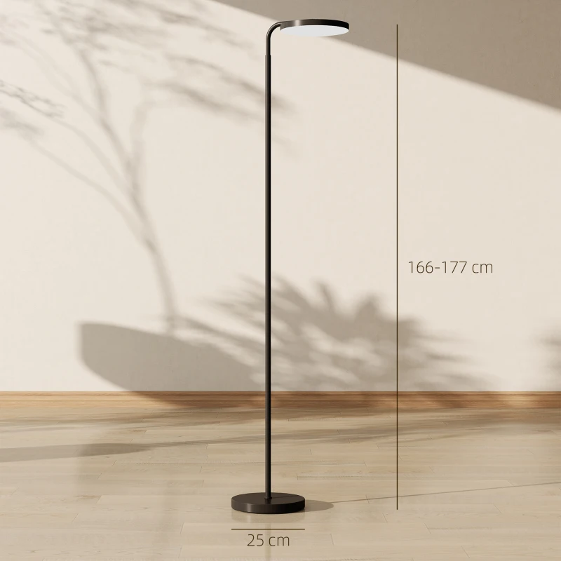 HOMCOM LED-vloerlamp met magnetische afstandsbediening, flexibel verstelbaar, draaibaar, metaal, zwart