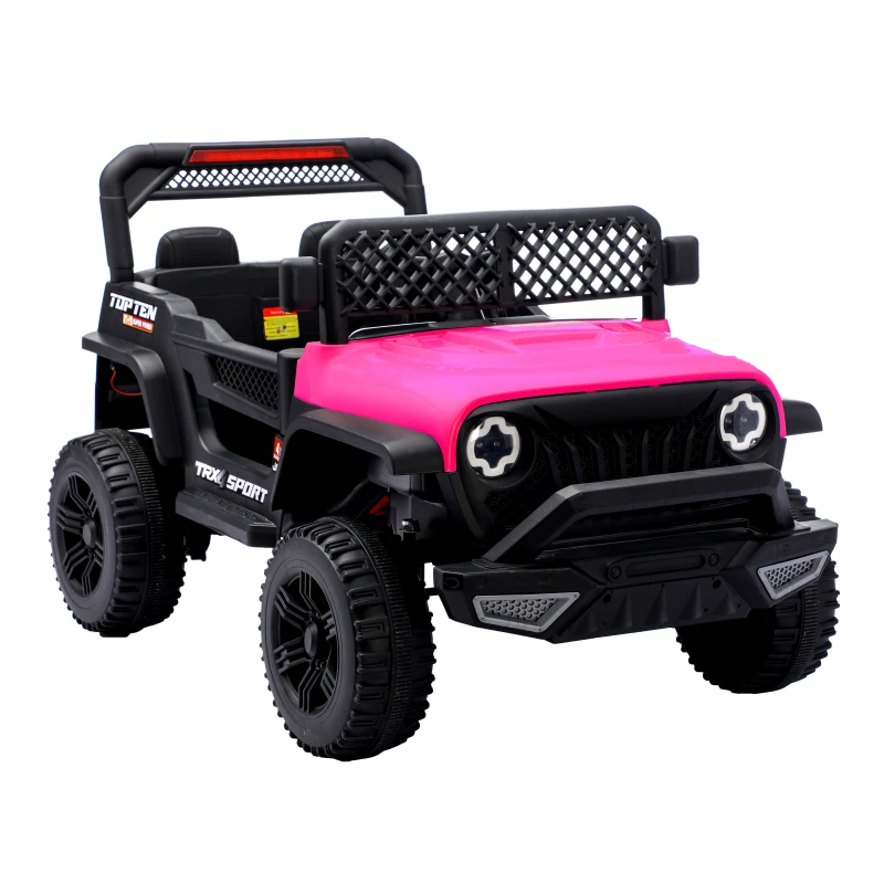 12V Auto elettrica per bambini, telecomando parentale e modalità di guida manuale, 96x59,2x58 cm, Rosa