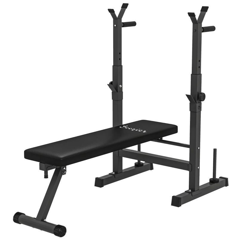 HOMCOM Banco de Musculación con Soporte para Barra y Estación de Dips Carga 220 kg para Entrenamiento en Casa Gimnasio