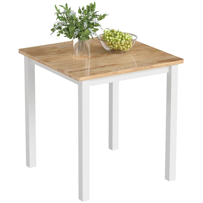HOMCOM Eettafel van rubberhout, voor maximaal 4 personen, antislip pads, natuurlijk hout