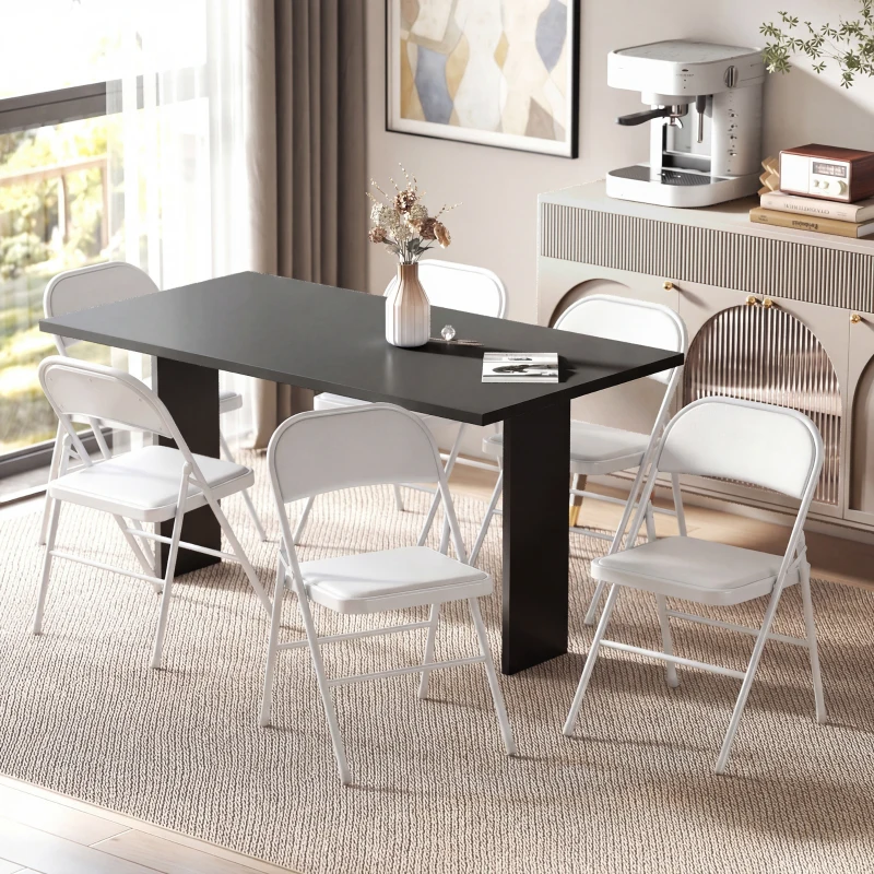 HOMCOM Lot de 6 chaises pliantes chaises de salle à manger portables cadre en acier 45 x 46 x 78 cm blanc