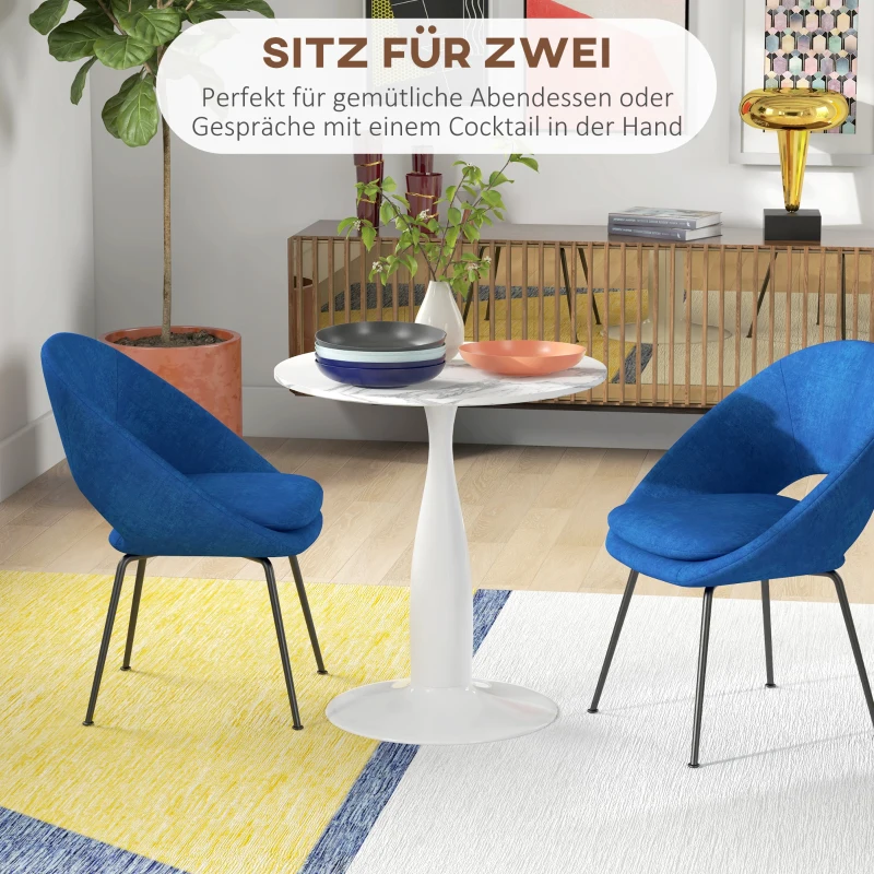 HOMCOM Ronde Eettafel, gepoedercoat Staal, MDF met Melamine, antislip Voeten, 70 x 74 cm, Wit(m-4)