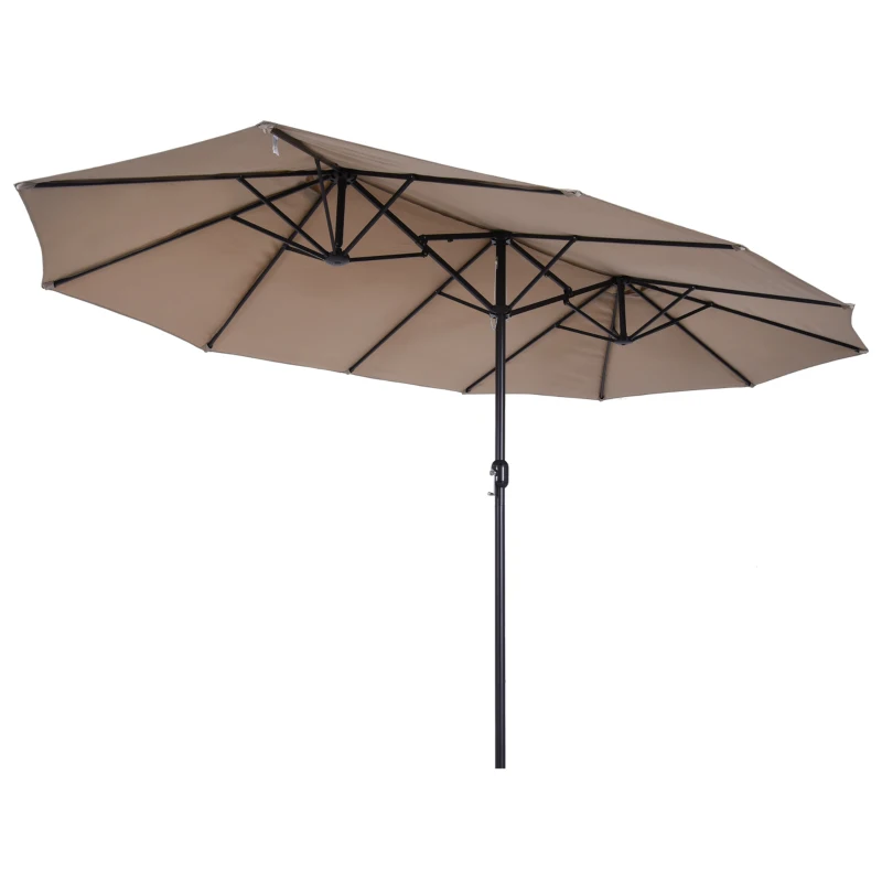 Outsunny parasol met zwengel tuinparasol dubbele marktparasol 460 x 270 cm koffie(m-10)