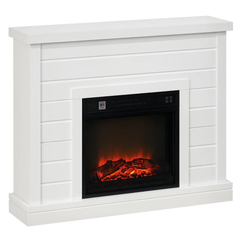 HOMCOM Elektro-Kamin, 3D-Flammeneffekt, 3 Einstellungen, Timer, Fernbedienung, Weiß
