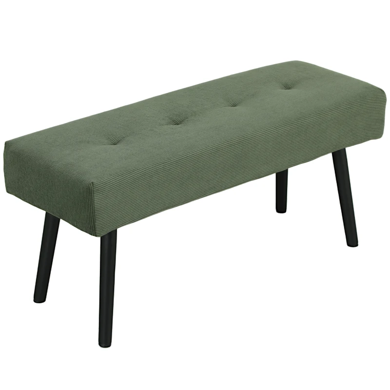 HOMCOM Gestoffeerde Bank met Corduroy Bekleding, Bedbank met Metalen Poten, Schoenenbank - 100 x 36 x 45 cm - Groen