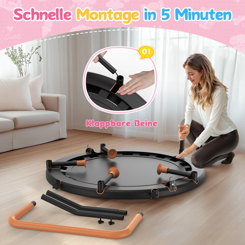 Trampoline pour tout-petits, Anti‑basculement‑Design, pliable, peu encombrant, idéal pour les enfants de 1 à 6 ans, Dimensions 91L x 91l x 81H cm, 91x91x81 cm, Noir
