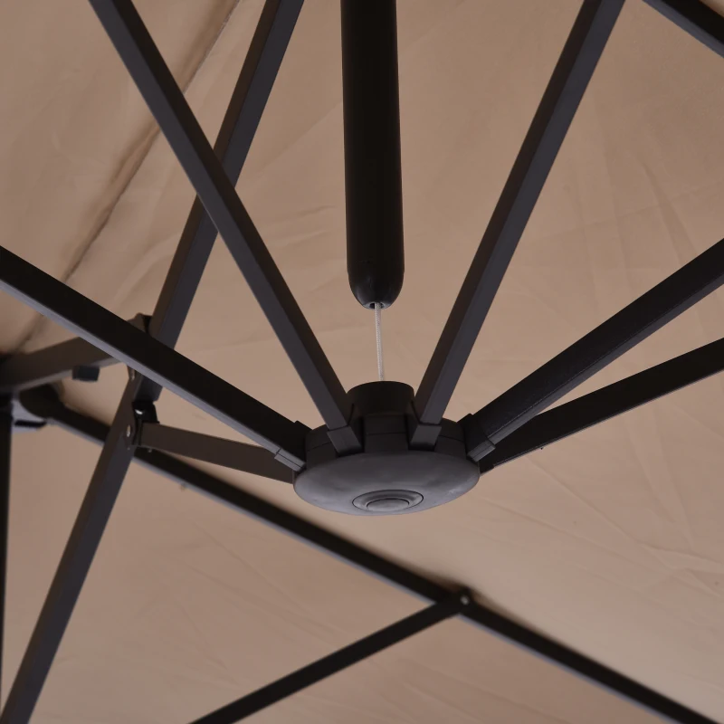 Outsunny parasol met zwengel tuinparasol dubbele marktparasol 460 x 270 cm koffie(m-7)