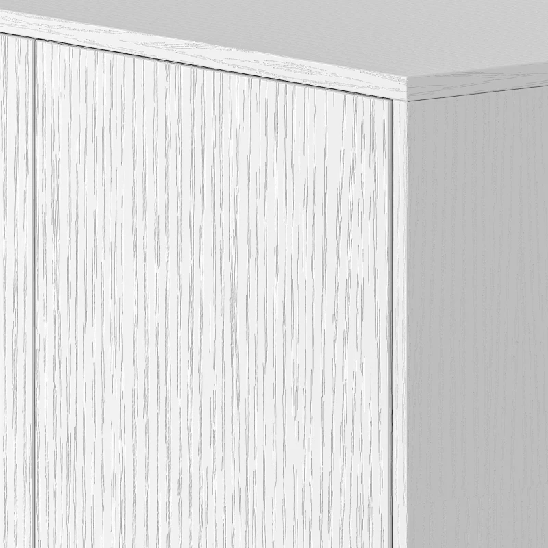 HOMCOM Alacena de Cocina Alta con 4 Puertas con Bisagras de Cierre Suave Estantes Ajustables 2 Compartimentos Abiertos Blanco