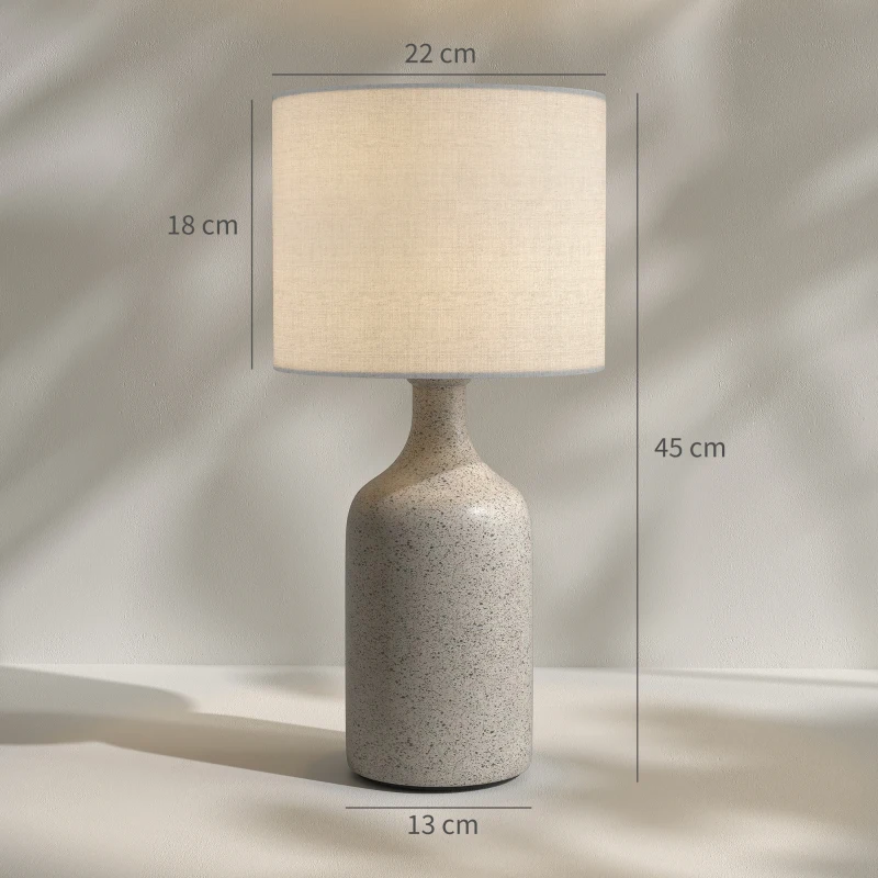 HOMCOM Tafellamp tafellamp, nachtlamp bureaulamp met keramische voet, linnen kap, 22x22x45 cm Zandbruin+Wit