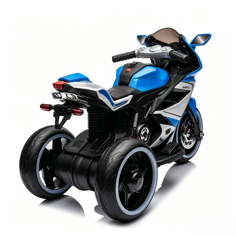 Moto elettrica per bambini, ruote luminose, marcia avanti/indietro e indicatore batteria in tempo reale, 78,1x40,6x51,5 cm, Blu