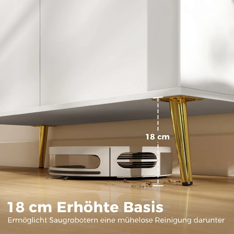 HOMCOM Modernes Sideboard, 105,4 cm Buffet mit Metallfüßen, für Esszimmer & Küche, Cremeweiß