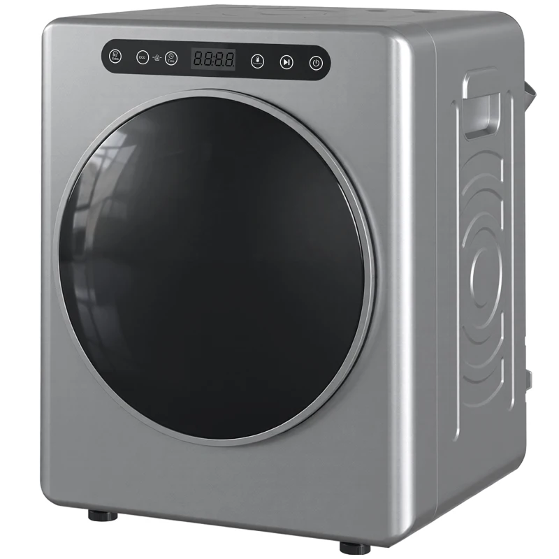HOMCOM 5kg Ablufttrockner, 1000W Kompakter freistehender Frontlader-Wäschetrockner mit Edelstahltrommel, Timer, Silber