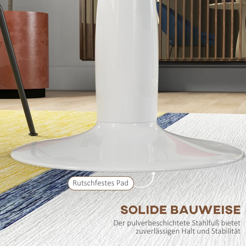HOMCOM Ronde Eettafel, gepoedercoat Staal, MDF met Melamine, antislip Voeten, 70 x 74 cm, Wit(m-5)