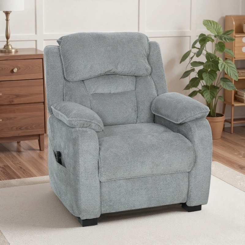HOMCOM Sillón Relax Reclinable Eléctrico Motor Silencioso 2 Posiciones Memoria Reposapiés Reposacabezas Puerto USB y Bolsillos